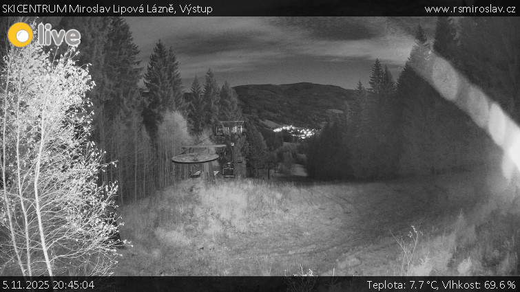 SKICENTRUM Miroslav Lipová Lázně - Výstupní stanice lanové dráhy - 5.11.2025 v 20:45