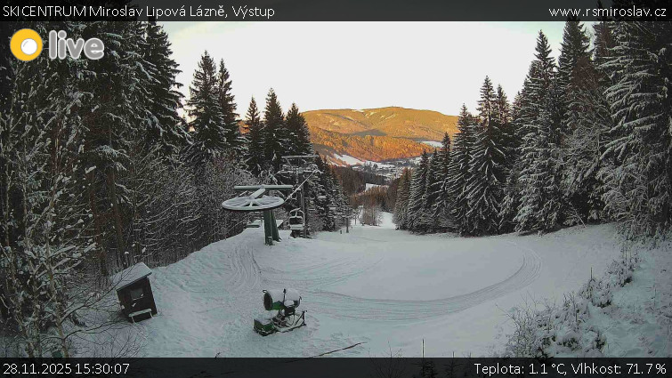 SKICENTRUM Miroslav Lipová Lázně - Výstupní stanice lanové dráhy - 28.11.2025 v 15:30