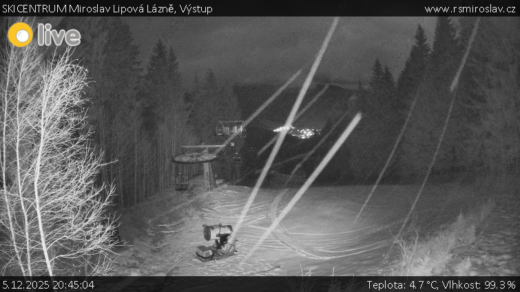 SKICENTRUM Miroslav Lipová Lázně - Výstupní stanice lanové dráhy - 5.12.2025 v 20:45