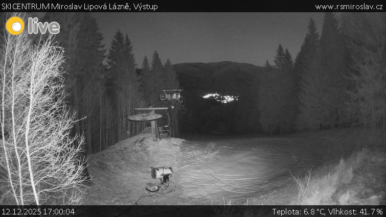 SKICENTRUM Miroslav Lipová Lázně - Výstupní stanice lanové dráhy - 12.12.2025 v 17:00