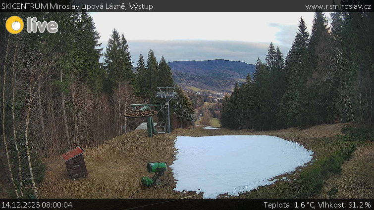 SKICENTRUM Miroslav Lipová Lázně - Výstupní stanice lanové dráhy - 14.12.2025 v 08:00