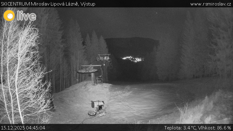 SKICENTRUM Miroslav Lipová Lázně - Výstupní stanice lanové dráhy - 15.12.2025 v 04:45