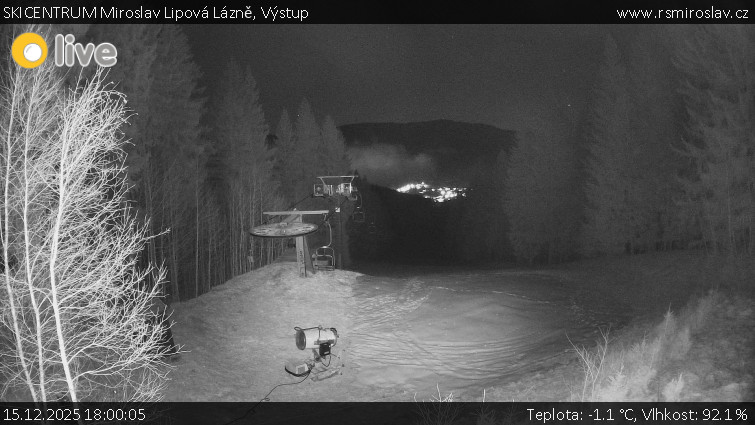 SKICENTRUM Miroslav Lipová Lázně - Výstupní stanice lanové dráhy - 15.12.2025 v 18:00