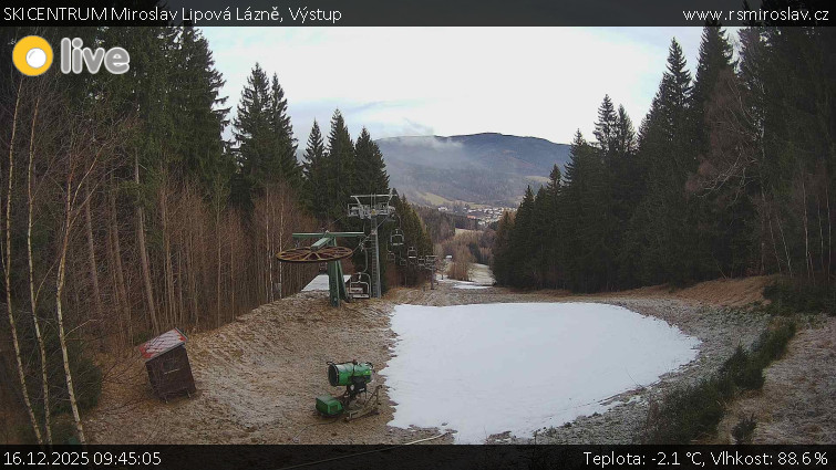 SKICENTRUM Miroslav Lipová Lázně - Výstupní stanice lanové dráhy - 16.12.2025 v 09:45
