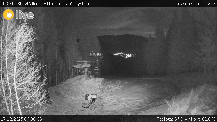 SKICENTRUM Miroslav Lipová Lázně - Výstupní stanice lanové dráhy - 17.12.2025 v 06:30