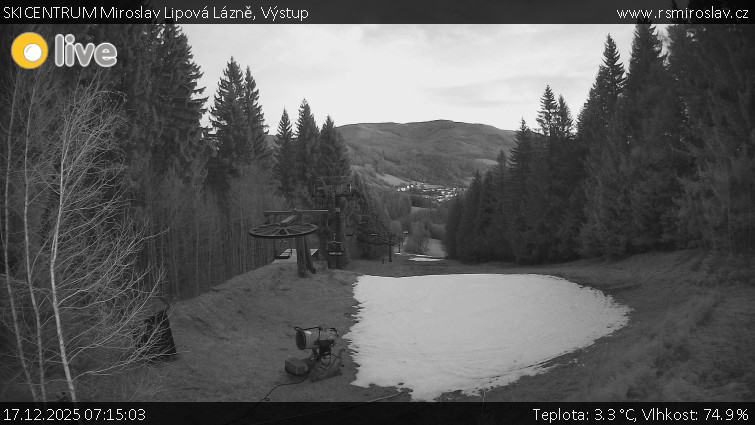 SKICENTRUM Miroslav Lipová Lázně - Výstupní stanice lanové dráhy - 17.12.2025 v 07:15