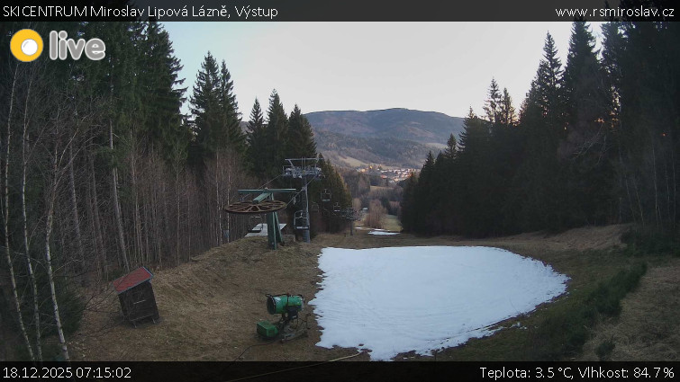 SKICENTRUM Miroslav Lipová Lázně - Výstupní stanice lanové dráhy - 18.12.2025 v 07:15