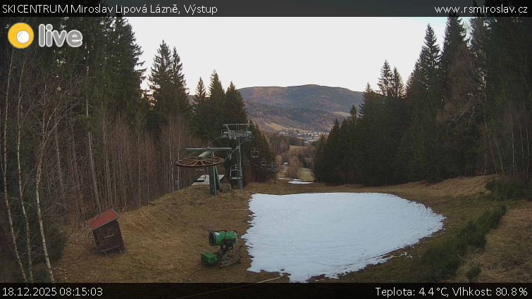 SKICENTRUM Miroslav Lipová Lázně - Výstupní stanice lanové dráhy - 18.12.2025 v 08:15