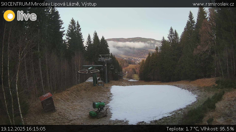 SKICENTRUM Miroslav Lipová Lázně - Výstupní stanice lanové dráhy - 19.12.2025 v 16:15