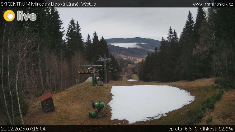 SKICENTRUM Miroslav Lipová Lázně - Výstupní stanice lanové dráhy - 21.12.2025 v 07:15