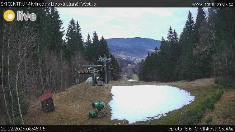 SKICENTRUM Miroslav Lipová Lázně - Výstupní stanice lanové dráhy - 21.12.2025 v 08:45