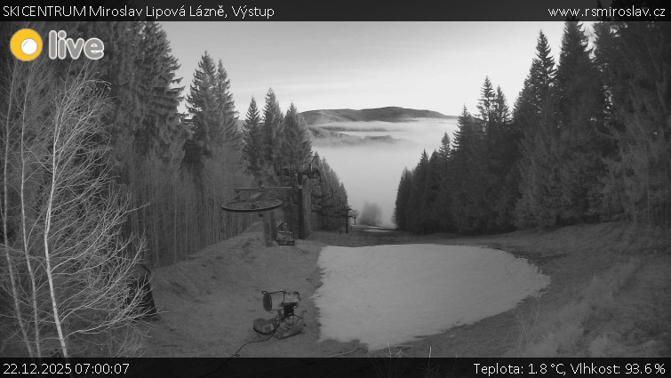 SKICENTRUM Miroslav Lipová Lázně - Výstupní stanice lanové dráhy - 22.12.2025 v 07:00