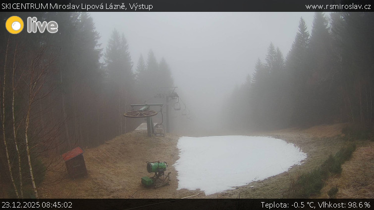 SKICENTRUM Miroslav Lipová Lázně - Výstupní stanice lanové dráhy - 23.12.2025 v 08:45