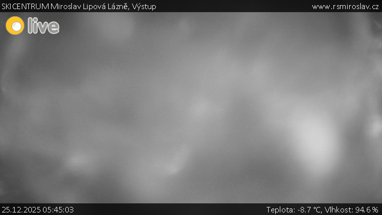 SKICENTRUM Miroslav Lipová Lázně - Výstupní stanice lanové dráhy - 25.12.2025 v 05:45