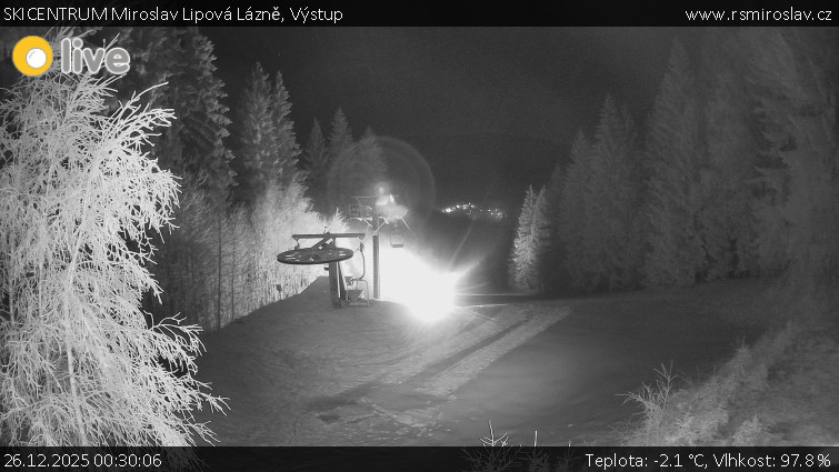 SKICENTRUM Miroslav Lipová Lázně - Výstupní stanice lanové dráhy - 26.12.2025 v 00:30