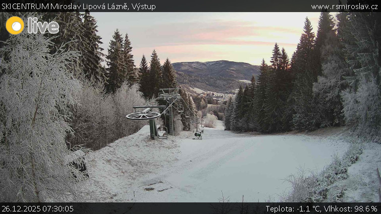 SKICENTRUM Miroslav Lipová Lázně - Výstupní stanice lanové dráhy - 26.12.2025 v 07:30