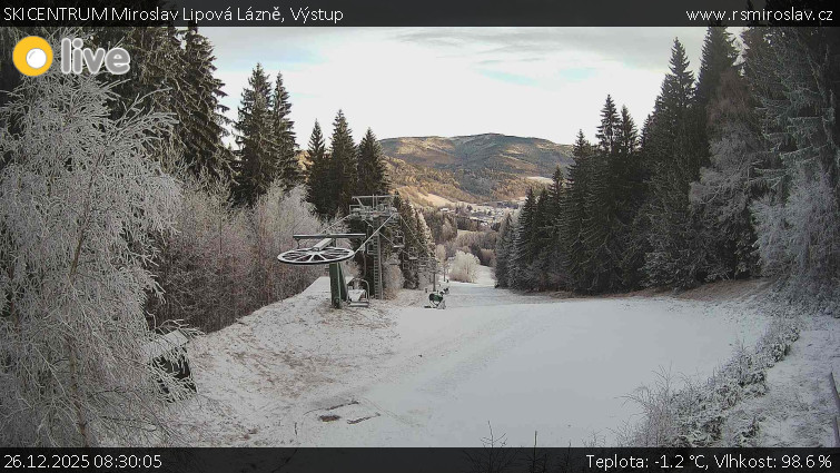 SKICENTRUM Miroslav Lipová Lázně - Výstupní stanice lanové dráhy - 26.12.2025 v 08:30
