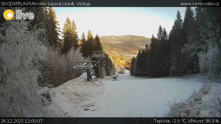 SKICENTRUM Miroslav Lipová Lázně - Výstupní stanice lanové dráhy - 26.12.2025 v 12:00