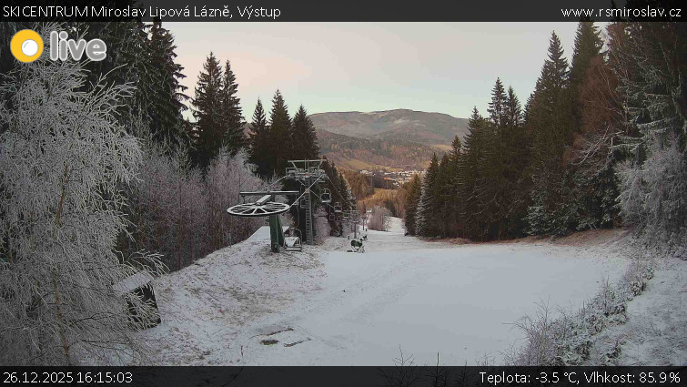 SKICENTRUM Miroslav Lipová Lázně - Výstupní stanice lanové dráhy - 26.12.2025 v 16:15