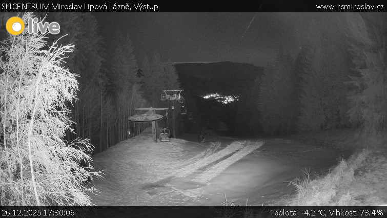 SKICENTRUM Miroslav Lipová Lázně - Výstupní stanice lanové dráhy - 26.12.2025 v 17:30