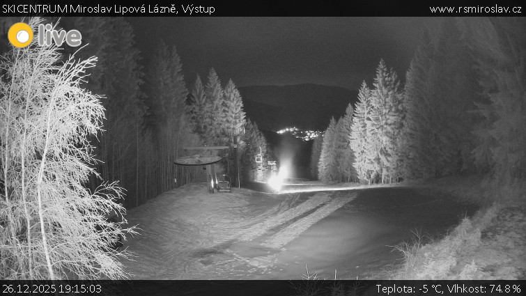 SKICENTRUM Miroslav Lipová Lázně - Výstupní stanice lanové dráhy - 26.12.2025 v 19:15