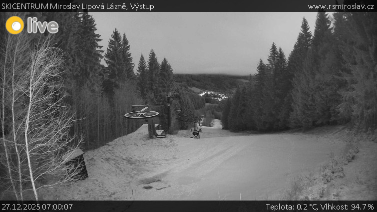 SKICENTRUM Miroslav Lipová Lázně - Výstupní stanice lanové dráhy - 27.12.2025 v 07:00