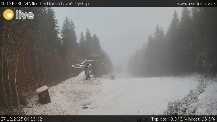 SKICENTRUM Miroslav Lipová Lázně - Výstupní stanice lanové dráhy - 27.12.2025 v 08:15