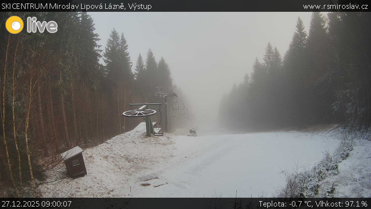 SKICENTRUM Miroslav Lipová Lázně - Výstupní stanice lanové dráhy - 27.12.2025 v 09:00