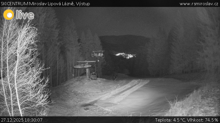 SKICENTRUM Miroslav Lipová Lázně - Výstupní stanice lanové dráhy - 27.12.2025 v 18:30