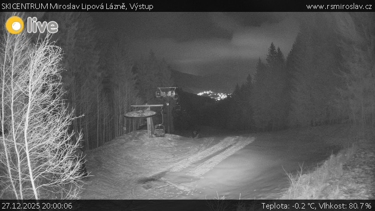 SKICENTRUM Miroslav Lipová Lázně - Výstupní stanice lanové dráhy - 27.12.2025 v 20:00