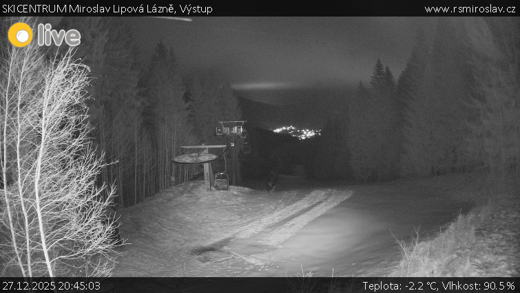 SKICENTRUM Miroslav Lipová Lázně - Výstupní stanice lanové dráhy - 27.12.2025 v 20:45