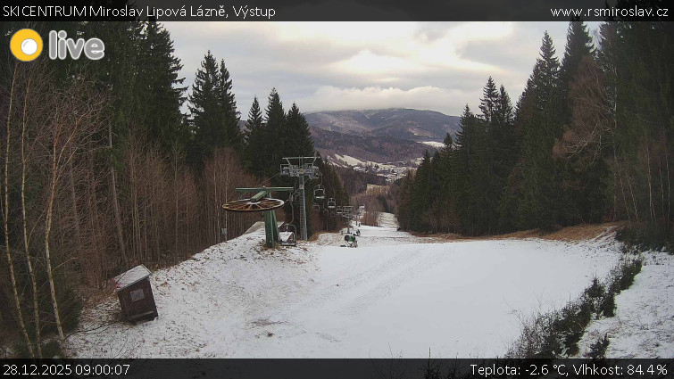 SKICENTRUM Miroslav Lipová Lázně - Výstupní stanice lanové dráhy - 28.12.2025 v 09:00