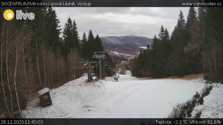 SKICENTRUM Miroslav Lipová Lázně - Výstupní stanice lanové dráhy - 28.12.2025 v 11:45