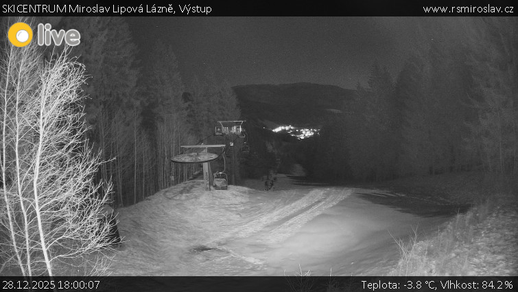 SKICENTRUM Miroslav Lipová Lázně - Výstupní stanice lanové dráhy - 28.12.2025 v 18:00