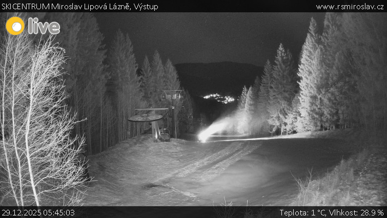 SKICENTRUM Miroslav Lipová Lázně - Výstupní stanice lanové dráhy - 29.12.2025 v 05:45