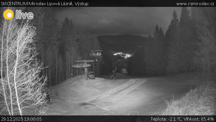 SKICENTRUM Miroslav Lipová Lázně - Výstupní stanice lanové dráhy - 29.12.2025 v 19:00