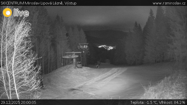 SKICENTRUM Miroslav Lipová Lázně - Výstupní stanice lanové dráhy - 29.12.2025 v 20:00