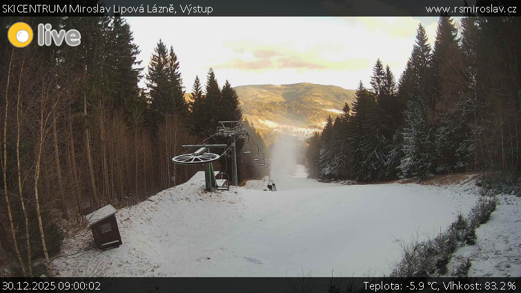 SKICENTRUM Miroslav Lipová Lázně - Výstupní stanice lanové dráhy - 30.12.2025 v 09:00