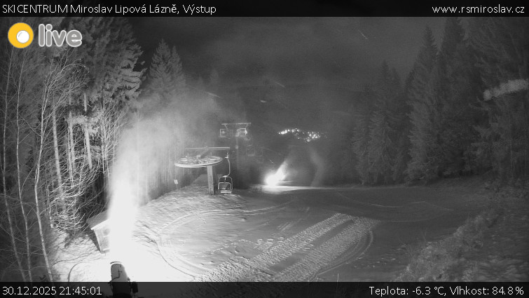 SKICENTRUM Miroslav Lipová Lázně - Výstupní stanice lanové dráhy - 30.12.2025 v 21:45