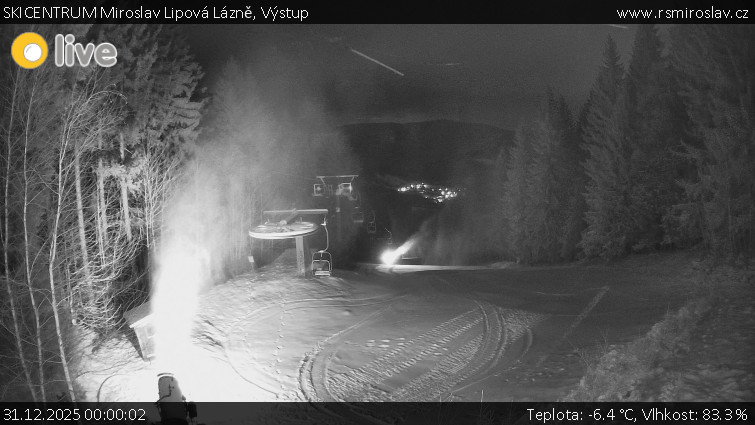 SKICENTRUM Miroslav Lipová Lázně - Výstupní stanice lanové dráhy - 31.12.2025 v 00:00