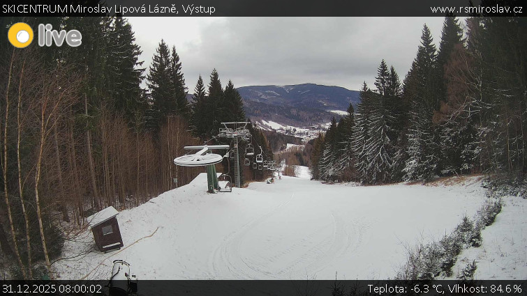 SKICENTRUM Miroslav Lipová Lázně - Výstupní stanice lanové dráhy - 31.12.2025 v 08:00