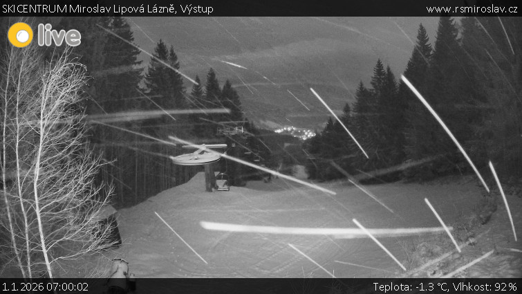 SKICENTRUM Miroslav Lipová Lázně - Výstupní stanice lanové dráhy - 1.1.2026 v 07:00