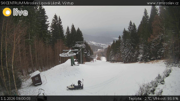 SKICENTRUM Miroslav Lipová Lázně - Výstupní stanice lanové dráhy - 1.1.2026 v 09:00