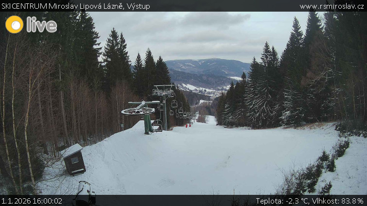 SKICENTRUM Miroslav Lipová Lázně - Výstupní stanice lanové dráhy - 1.1.2026 v 16:00