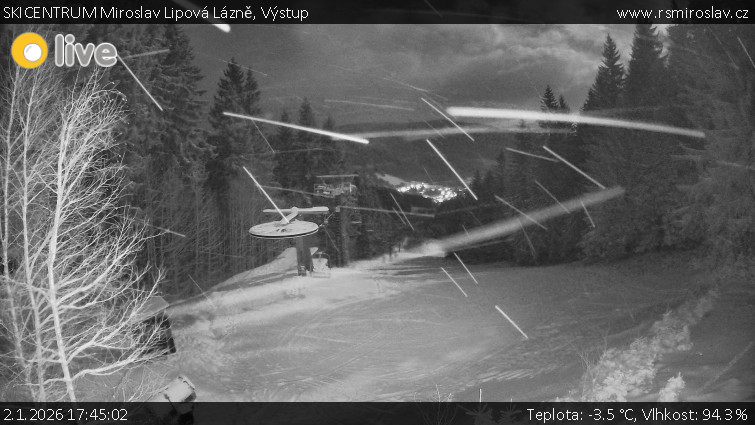 SKICENTRUM Miroslav Lipová Lázně - Výstupní stanice lanové dráhy - 2.1.2026 v 17:45