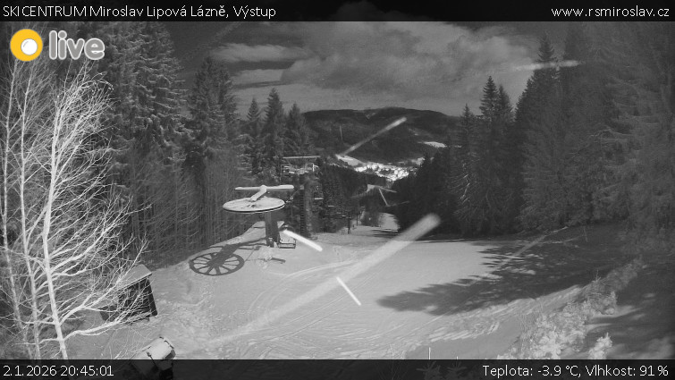 SKICENTRUM Miroslav Lipová Lázně - Výstupní stanice lanové dráhy - 2.1.2026 v 20:45