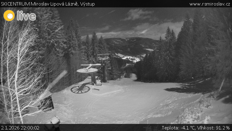 SKICENTRUM Miroslav Lipová Lázně - Výstupní stanice lanové dráhy - 2.1.2026 v 22:00