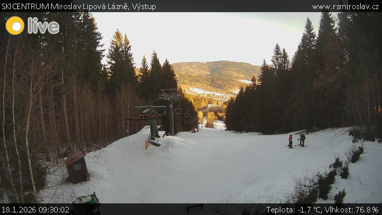 SKICENTRUM Miroslav Lipová Lázně - Výstupní stanice lanové dráhy - 18.1.2026 v 09:30