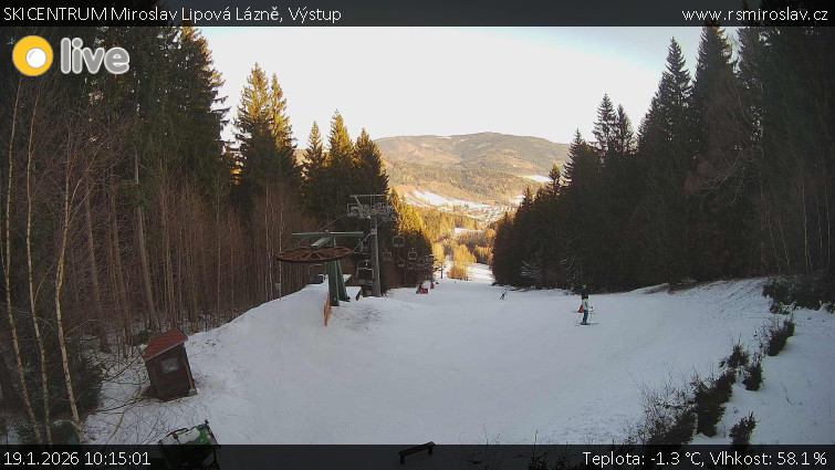 SKICENTRUM Miroslav Lipová Lázně - Výstupní stanice lanové dráhy - 19.1.2026 v 10:15