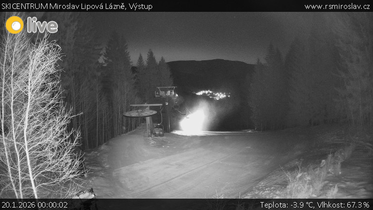 SKICENTRUM Miroslav Lipová Lázně - Výstupní stanice lanové dráhy - 20.1.2026 v 00:00